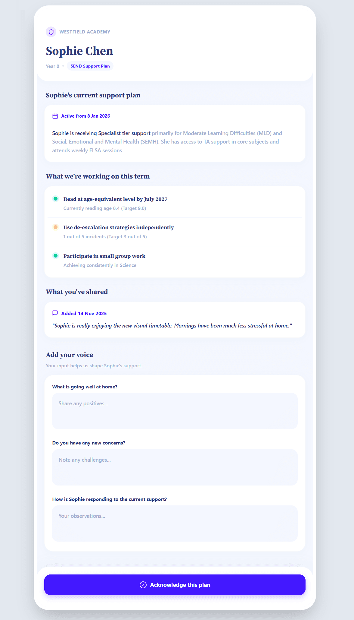 Parent portal